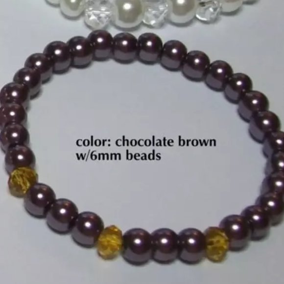 Faux Pearl Bracelet on stretchy cord with sparkly crystals  - Choice! - Picture 2 of 6